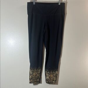 Ideology Black Leggings with Gold Accents size L